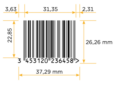 Taille nominale code barres ean 13